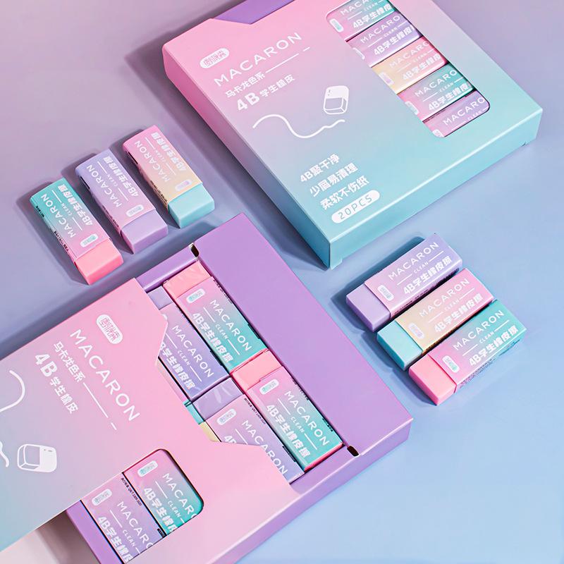 

Gradient macaroon colour 4B eraser for primary school students no chips no marks erases cleanly for exams art eraser