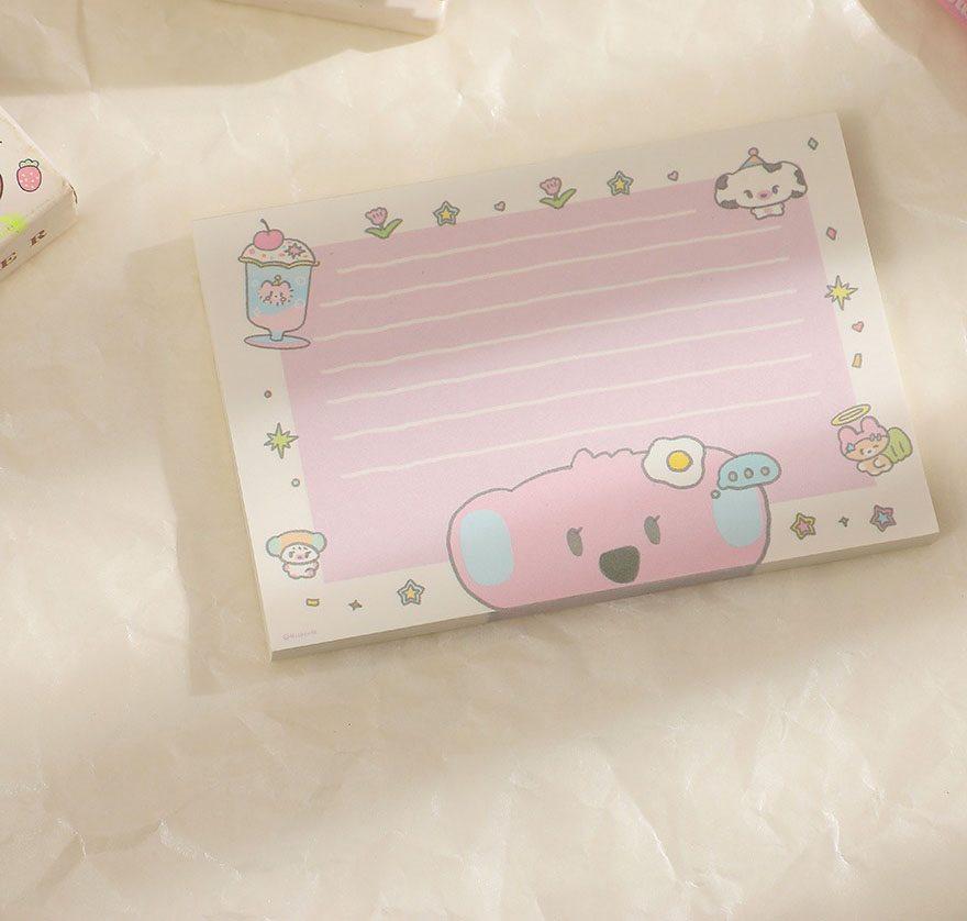 1book Cute cartoon message sticky note paper for students, non stick and tear off, convenient paste for girls, office memo