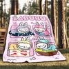 1pc Bunny, LABUBU, Food Digital Printed Flannel Blanket, Super Soft Plush Fleece Bed Cover, Multipurpose Four Season Blanket for Sofa, Bed,