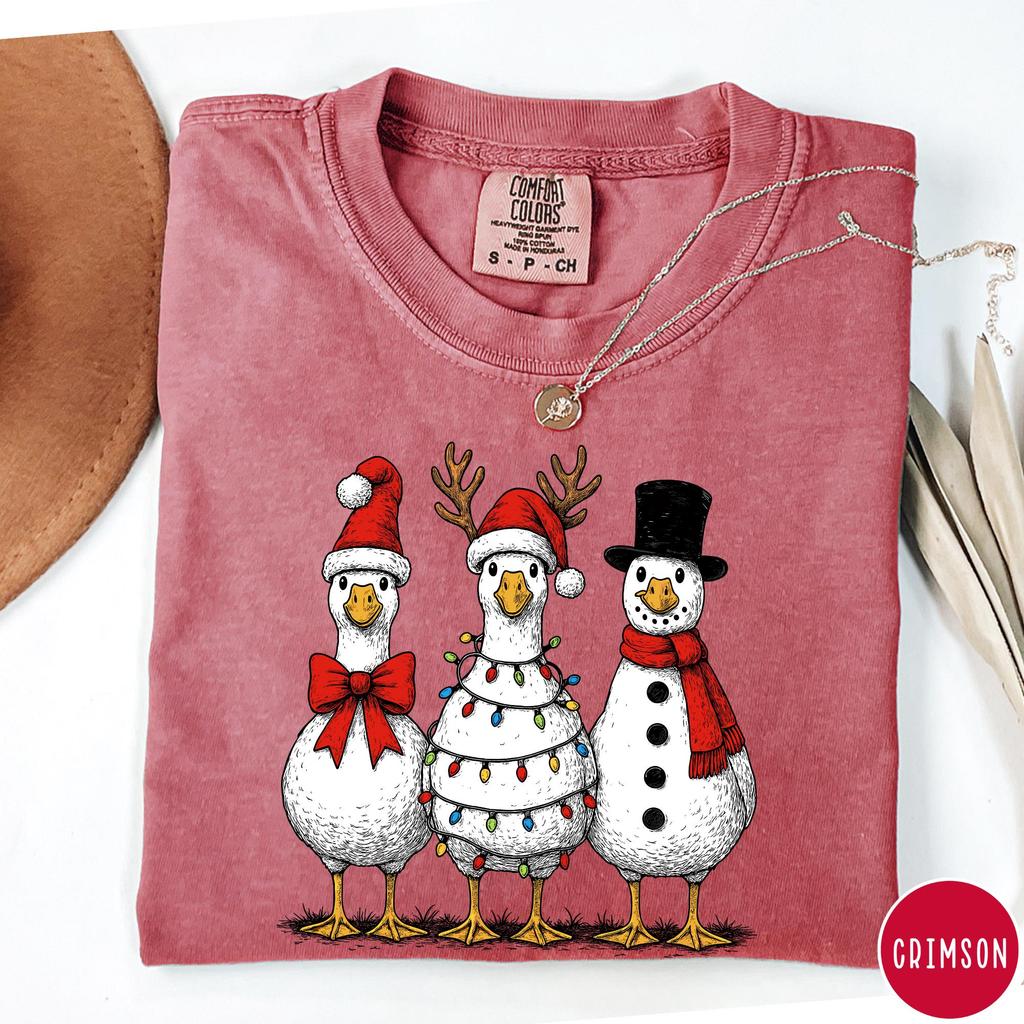 Vintage Christmas Goose T-Shirt: Funny Retro Christmas Tee