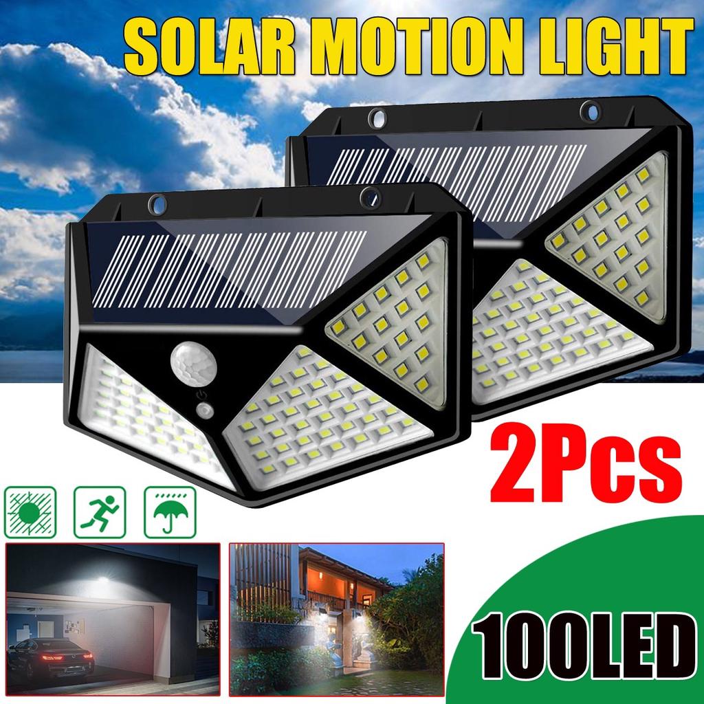 Buy 1/2/4pcs 100 LED Solar Powered PIR Lights With Motion Sensor