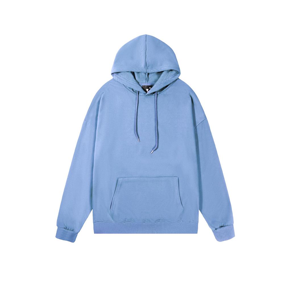 Unisex Cross-border Loose Fit Hooded Sweatshirt - Solid Color, Long Sleeve, Drop Shoulder