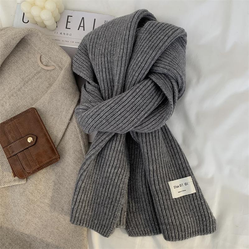 New Classic Retro Knitted Scarf Men Women Couple Korean Ins Thickened Soft Warm Solid Couple Scarves Thermal Muffler Male Female