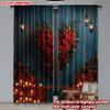 Set Of 2 Flat Printing Happy Valentine Day Window Curtains Valentines Rose He Digital Printed Polyester Drapes Family Party Curtain