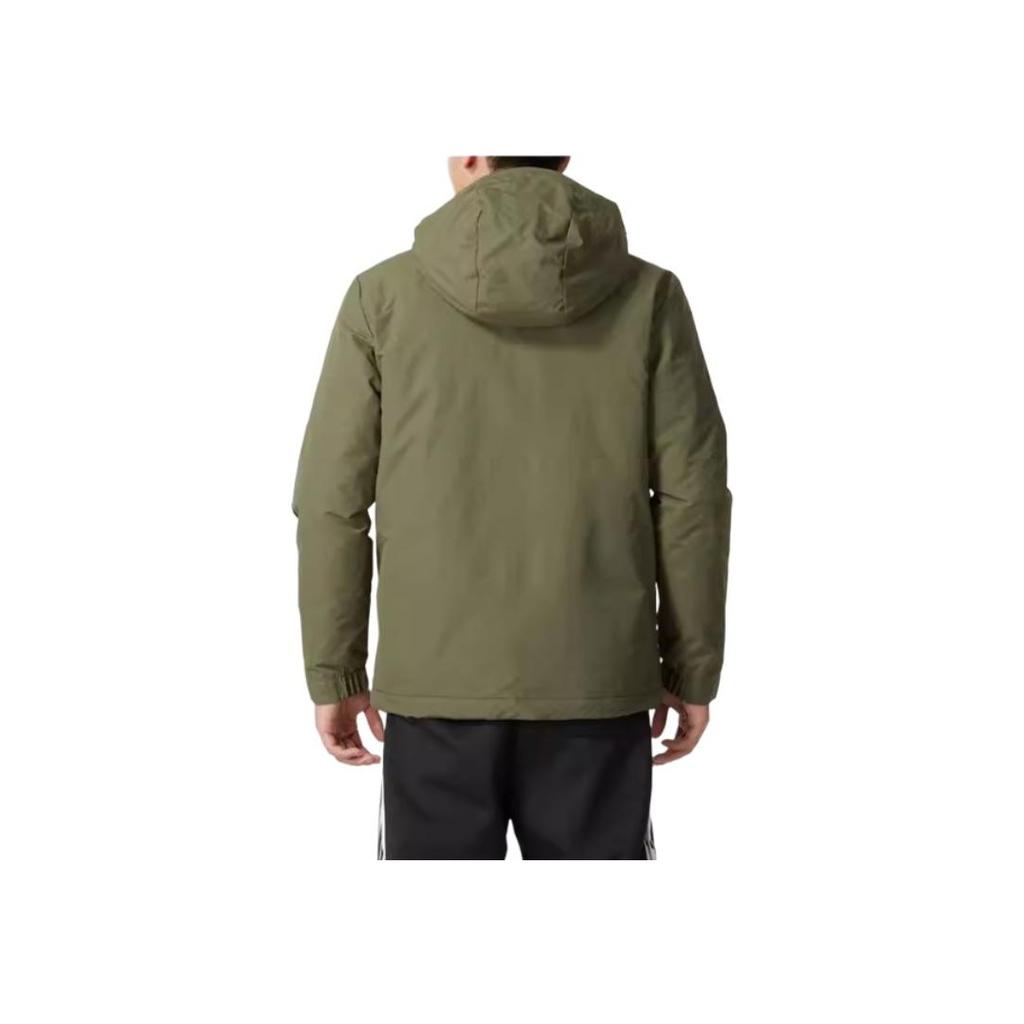 adidas Série Estilo de Vida Esportivo Design Listrado com Capuz Jaqueta de Algodão Confortável e Fashion Masculina Jaqueta Verde-Militar IV9230