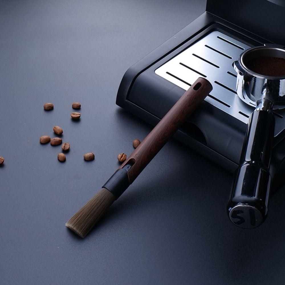 Flexible Coffee Cleaning Brush Wood-Grain Handle Coffee Grinder Cleaning Brush  Home Kitchen