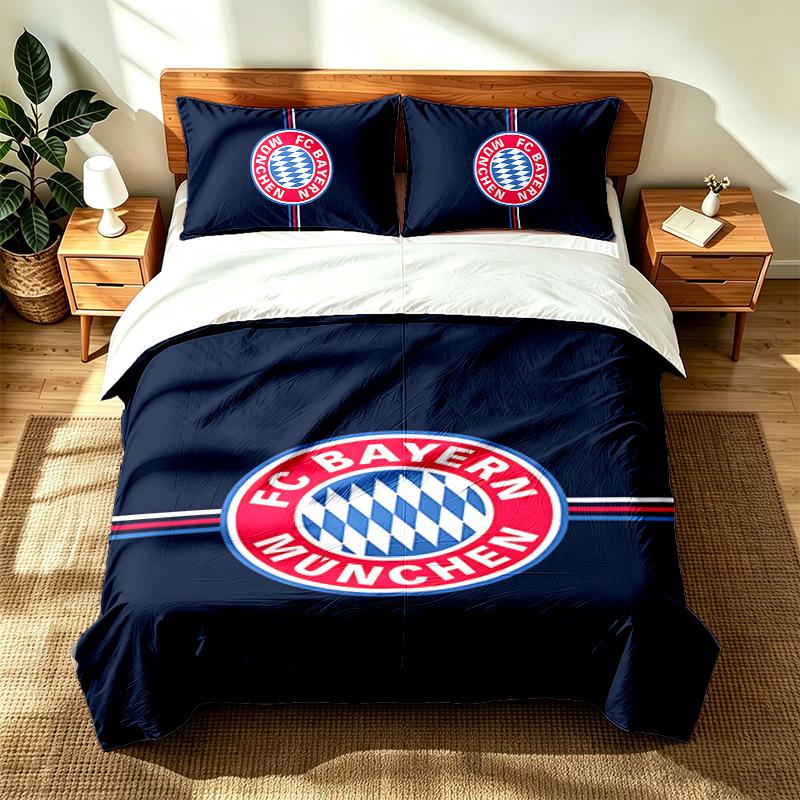 FC Bayern Mnichov (14) Sada 3 ks vhodná do ložnic měkká a pohodlná ideální dárek pro rodinu a přátele Zahrnuje jeden povlak na přikrývku a dva