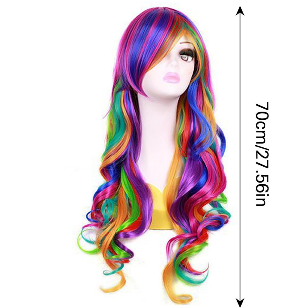 1Pcs/lot New Hot Women Rainbow Color Long Wig Natural Look Heat-Resistant Women Wig for Tourism Stage Performance Cosplay Ect
