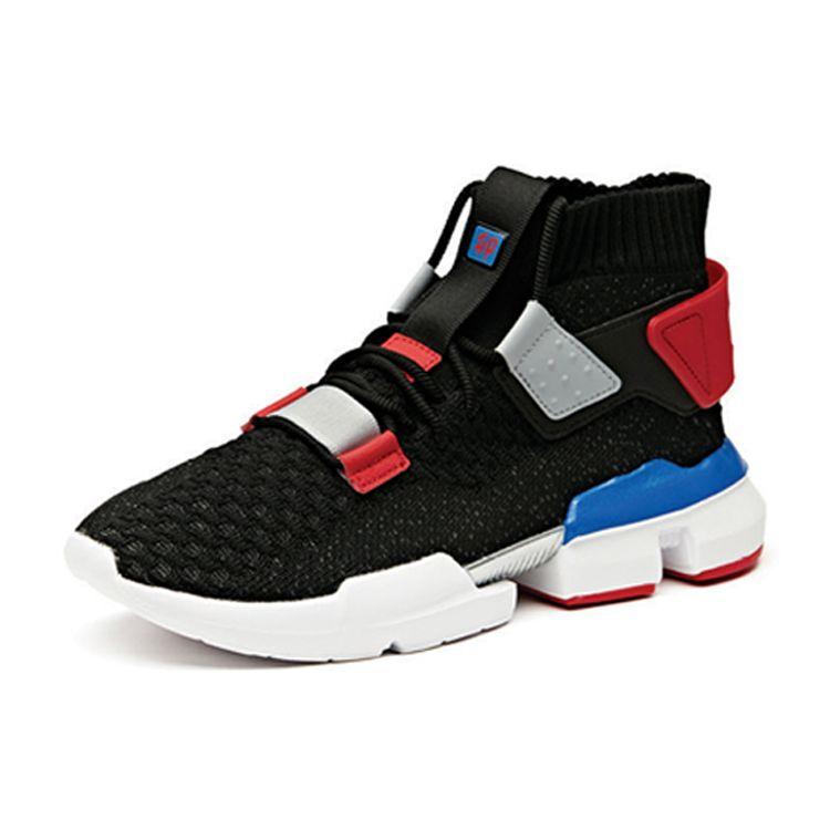 Anta Non-Slip Durable Mid-Top Running Shoes Men Sneakers Black Red Blue 91938801-2
