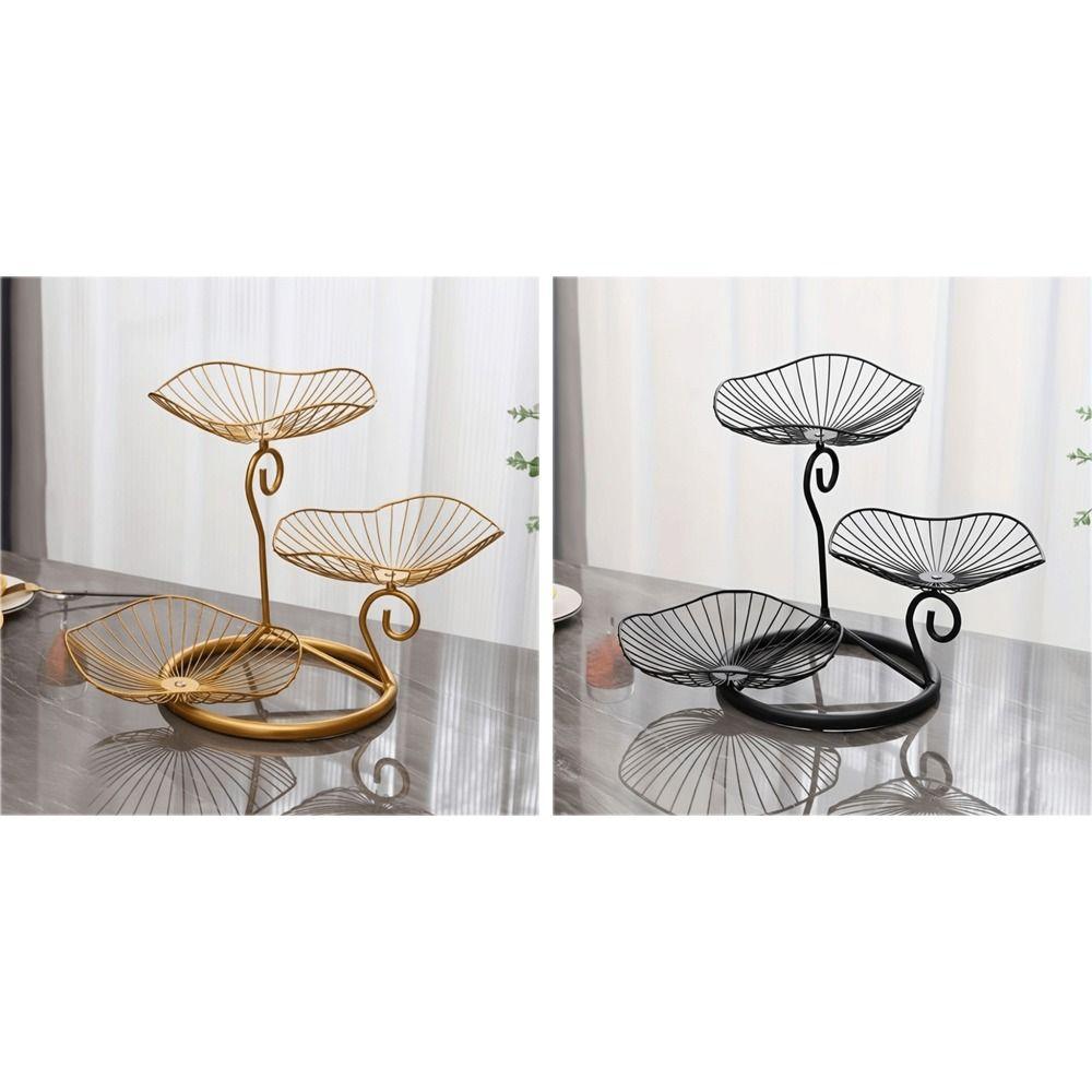 Lotus Leaf Shape Multi-Layer Serving Tray Metal Wire Fruit Basket 3-Tier Fruit Basket Dining Table