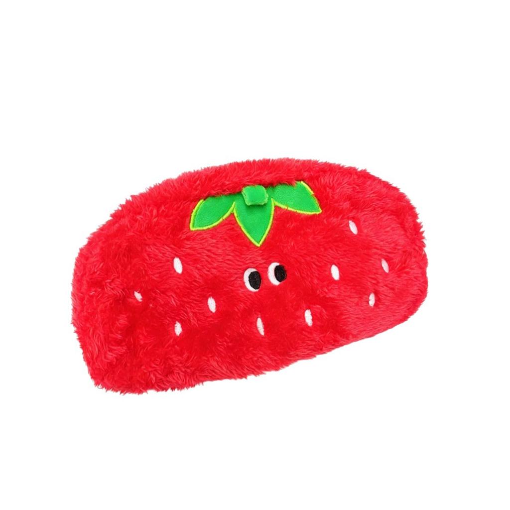 Strawberry Velvet Soft Square Pencil Case Cute Cartoon Design Student Reward Stationery Storage Pouchdirect Manufacturer