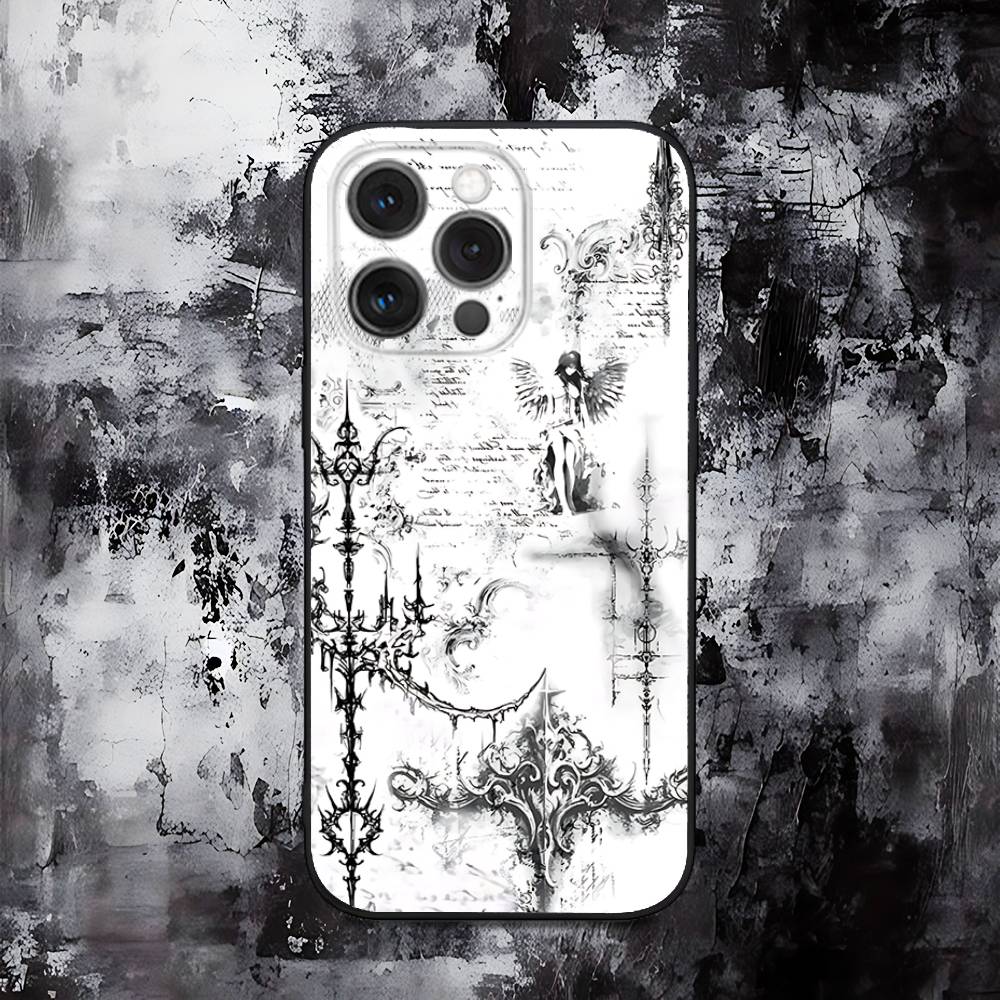 Gothic Coquette Cyber Sigilism Phone Case For iPhone 16,15,14,13,12,11,Pro,Max,Plus,X,XS,SE,E,Mini,Soft Silicone Black Case