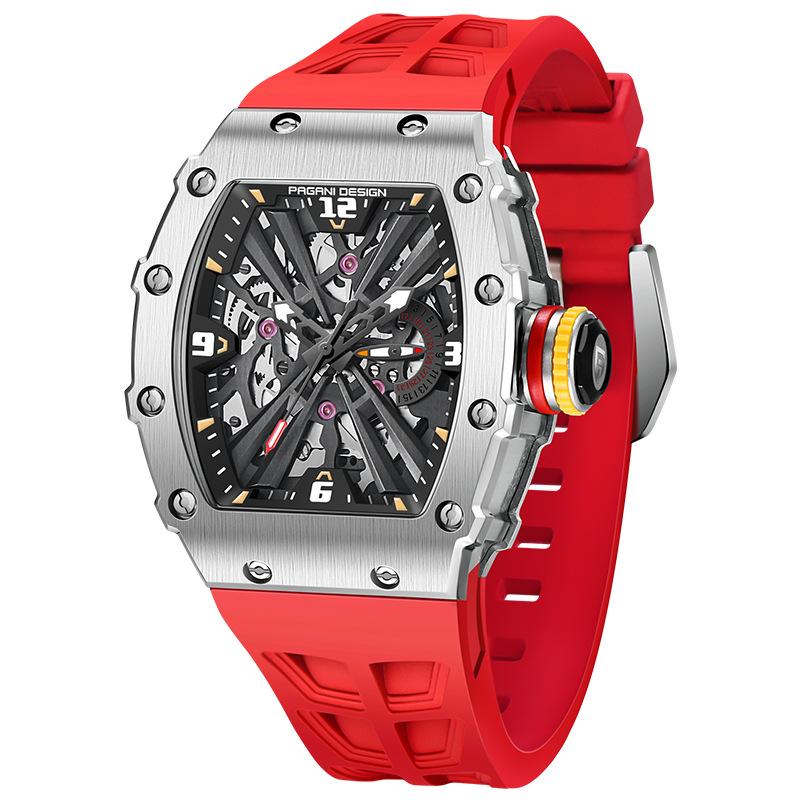 Pagani Design Hochwertige, wasserdichte, leuchtende Quarzuhr in Tonnenform für Herren