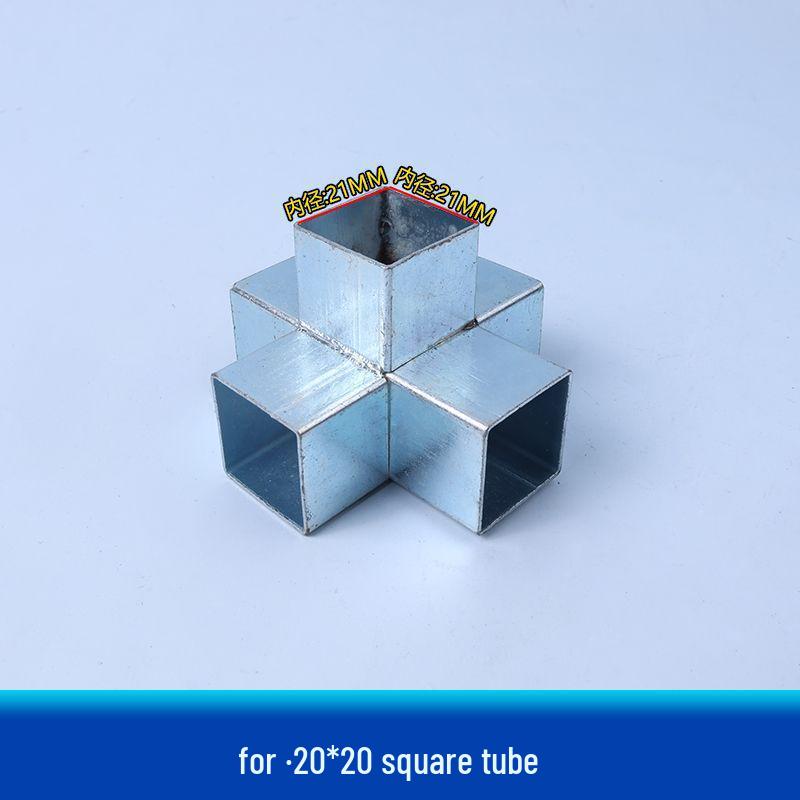 Galvanized Steel Wrought Iron Connector: Two/Three-Way Swivel Right Angle for Square Tubes.