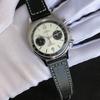 SUGESS Swan Neck Regulator 38mm Mechanical Analog Chronograph Watch for Panda Pilot Genuine Leather Stylish and Popular Men, Dial, Style, Strap,
