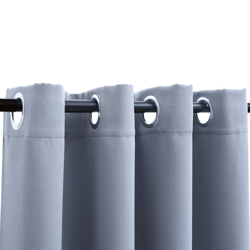 Vidaxl Blackout Curtains with Metal Eyelets, 2 Pcs, Gray