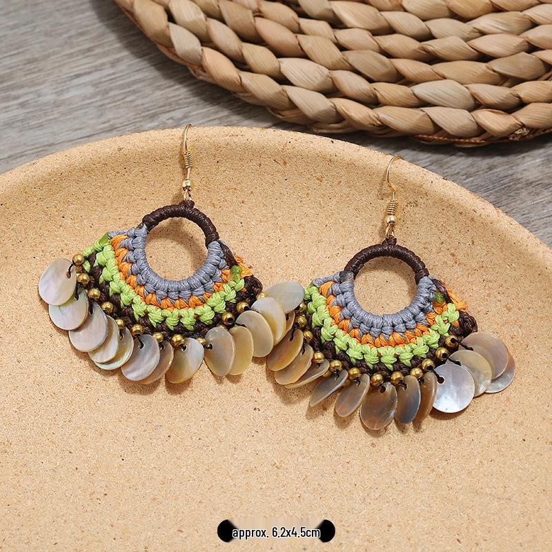Bohemian Ethnic Dangle Earrings - Women's Hand-Woven Vintage Holiday Long Earrings