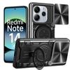 Protective Case - E.F.CONNECTION - For Xiaomi Redmi Note 14 4G - Black - Shockproof - Metal Ring Stand