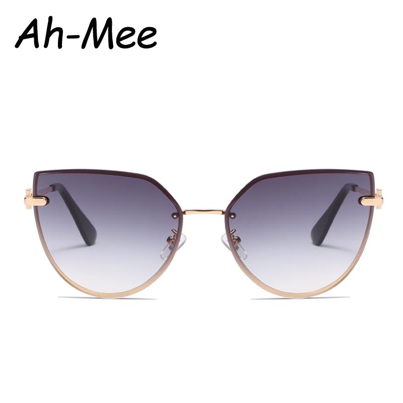 High-Quality Fashion Ladies Cat Eye Rimless Sunglasses Women  Vintage Gradient Sun Glasses For Female Outdoor Sunscreen Eyeglasses