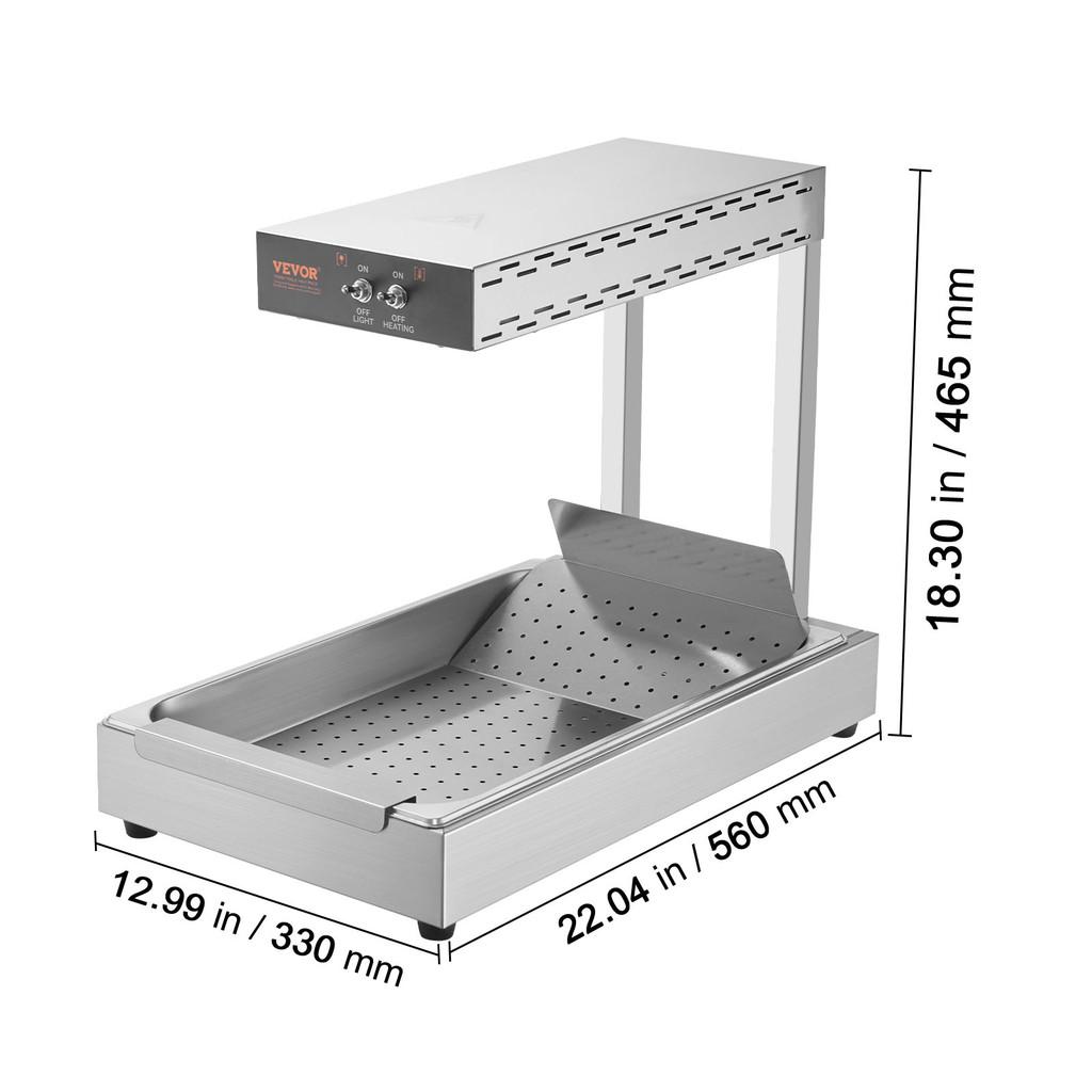 750 Вт 104-122°F Подогреватель для картофеля фри Подогреватель для картофеля фри Коммерческий подогреватель еды Настольный Кухня Ресторан
