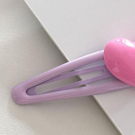 2Pcs Girl Hairpins Candy Color Heart Decor No Slipping Traceless Hair Pins Side Bangs Hair Clips Versatile Hair Accessories