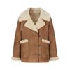 JIUZI·ANNACO Faux Suede Sherpa Lapel Coat