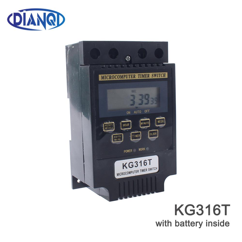 220V LCD Digital Weekly Programmable Control Power Timer Switch Time Relay KG316T Microcomputer Din rail black weekly 25A2