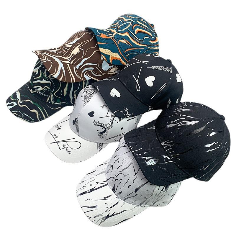 Graffiti Stripe Fashion Men'S And Women'S Baseball Caps Cotton Alphabet Hip Hop Versatile Sports Breathable Sun Hat