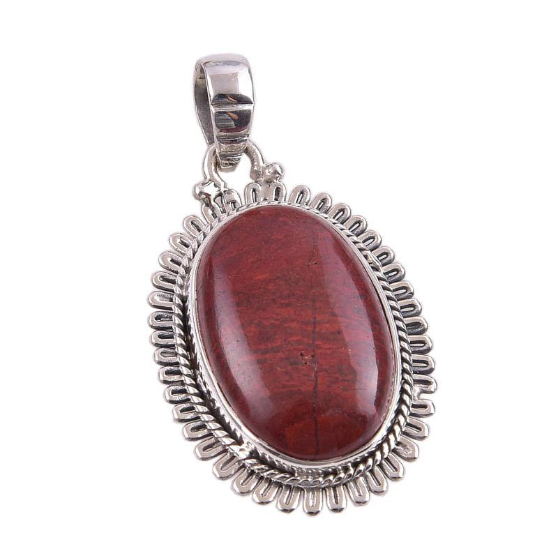 Natural Red Jasper Gemstone 925 Solid Sterling Silver Jewelry Pendant 1.50" m5N93