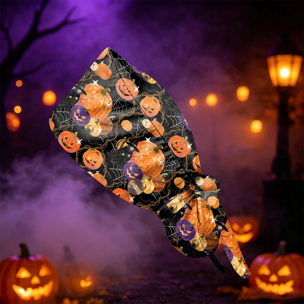 Women's Halloween Printed Ponytail, Fashion Work Hat With, Shower Wrap, Costume