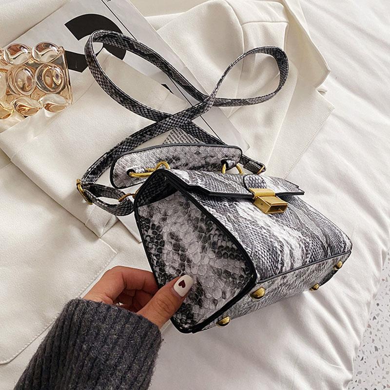 Mulher moda cobra impressão pulso bolsa de ombro nova marca luxo designer bolsas tendência qualidade couro crossbody pequeno quadrado saco