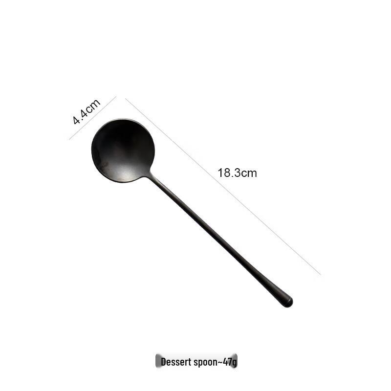 ZISIZ Vintage Distressed Black 304 Stainless Steel Dessert Spoons (Set of 2)