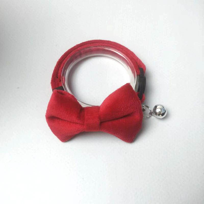 

Popular new cute velvet pet collar bow bell style adjustable multi-color cat and dog accessories красный