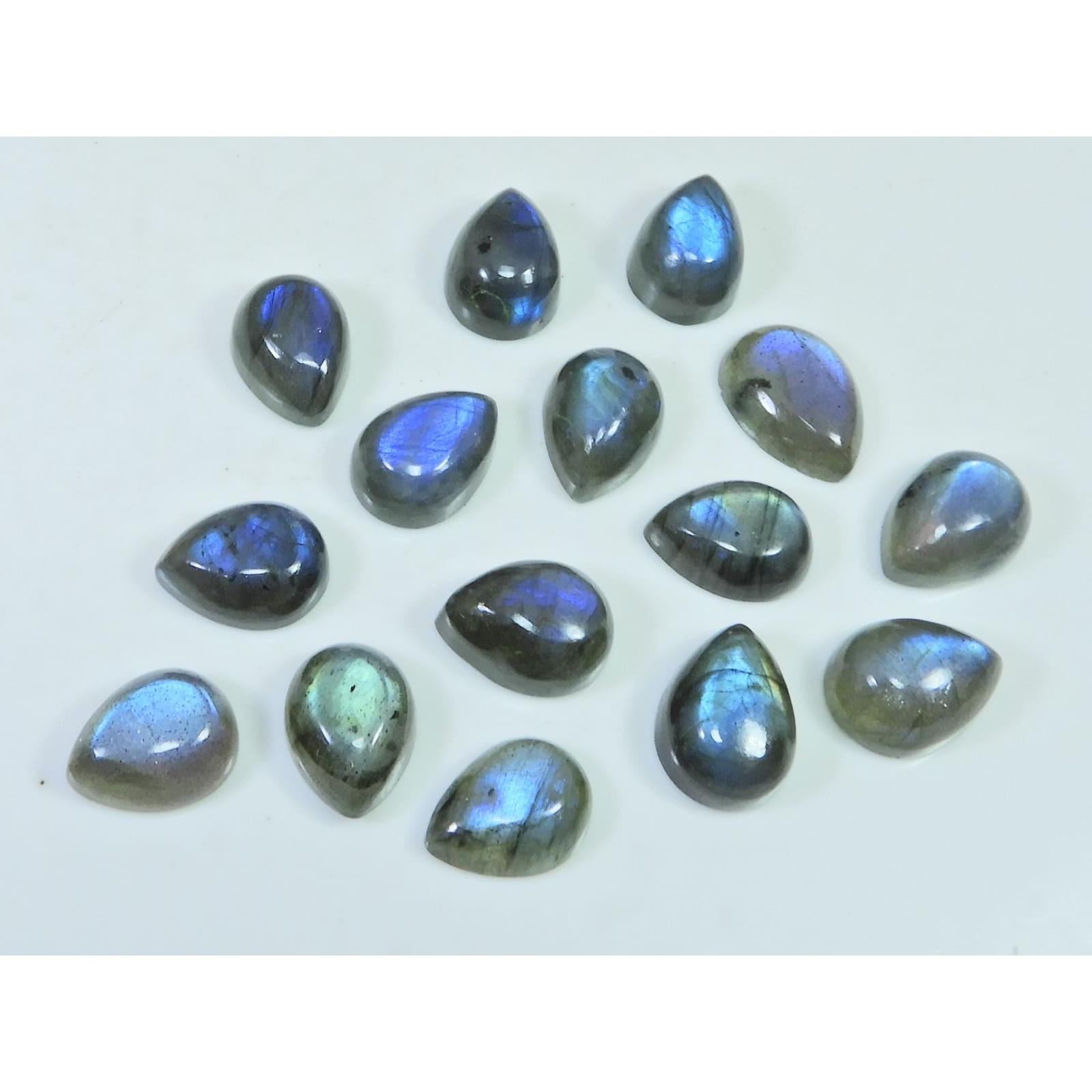 

10X13MM Natural Labradorite Blue Fire Pear Cabochon Loose Gemstone 15Pcs Lot C-1116