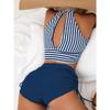 Style Swimwear Swimsuit Women Push Up Beachwear Stripe High Waist Swimming Two Piece Bikini Set Female Summer Suit