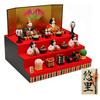 Osaka Choseido Compact Mini Hina Personalized with a Free Wooden Tag Hanamiyabi Hina Doll, (Sent Separately), Ceramic, Three-Tiered Display, (Red)