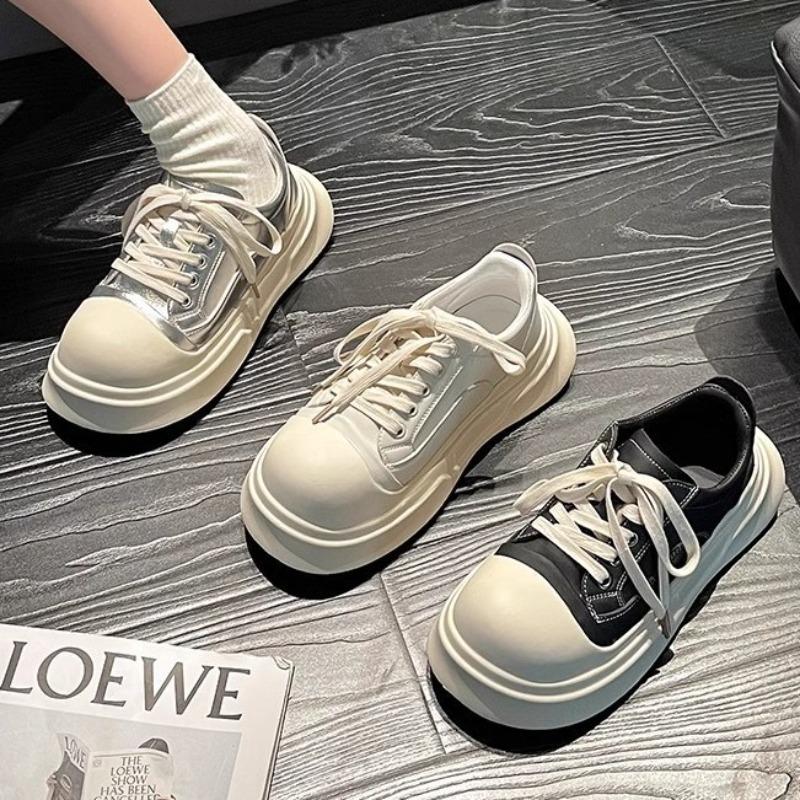Fashion Casual Women Shoes 2025 Big Head Thick Bottom Lace-up Fashion Women Sneakers Versatile Street Style Ladies Shoes Tenis Feminino