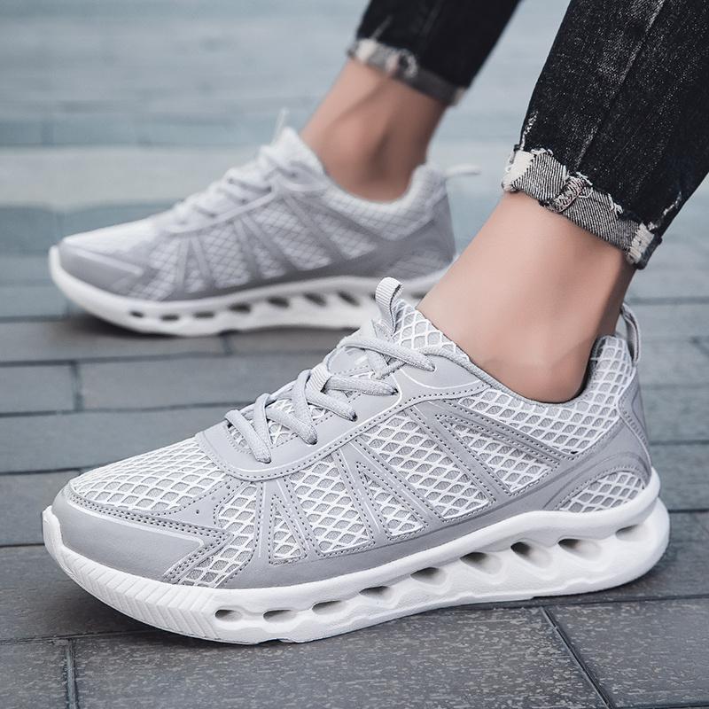 Mesh Breathable Men Grey Sneakers Big Size 46 Fashion Casual Sneaker Man Lightweight City Outdoor Walking Shoes Men Sports Shoes