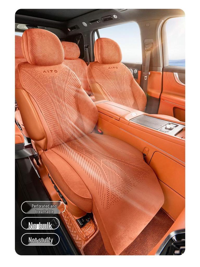 AITO M7 Car Seat Cushion, Universal All-Season Suede Saddle Pad for Six-Seater Vehicles