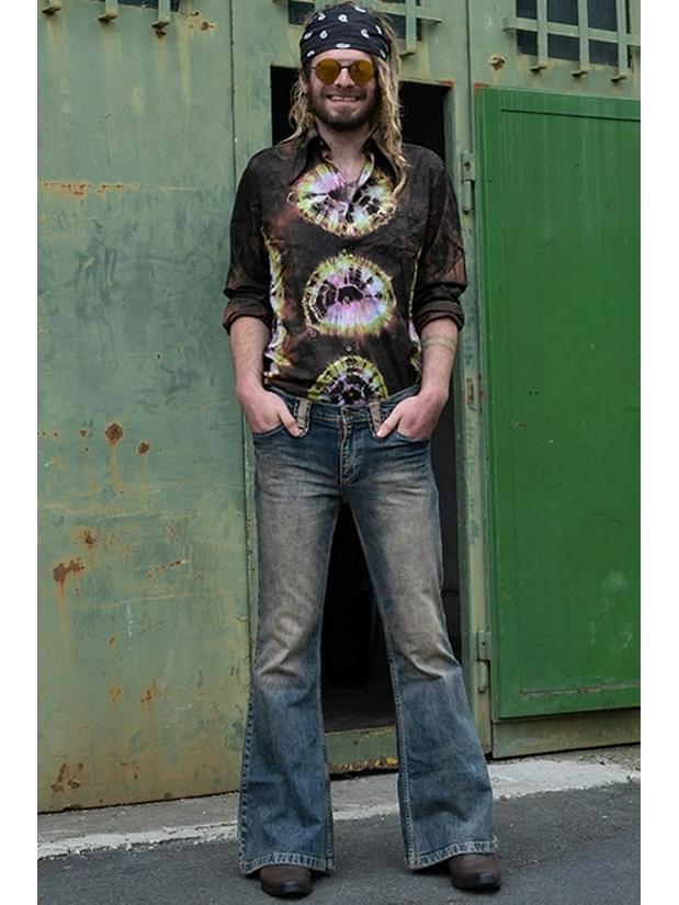 European & American Retro Men's High-Waist Bell-Bottom Jeans - Autumn/Winter Nostalgic Punk Style