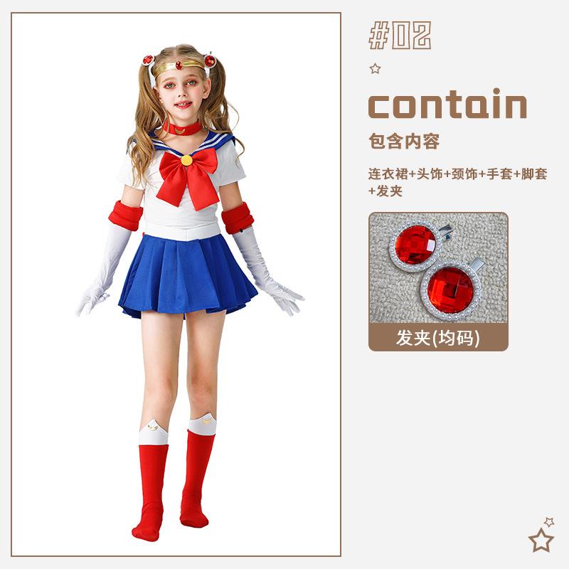 Costume Vestito Cosplay Sailor Moon per Bambina di Halloween - Abito da Guerriera della Luna Acqua Ghiaccio per Bambini