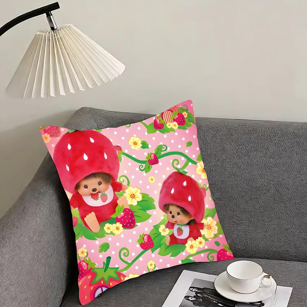 MMonchhichi Cute Cushion Cover Pillowcase Ultra Soft Skin Friendly Fabric Cloud Like Comfort Concealed Zipper
