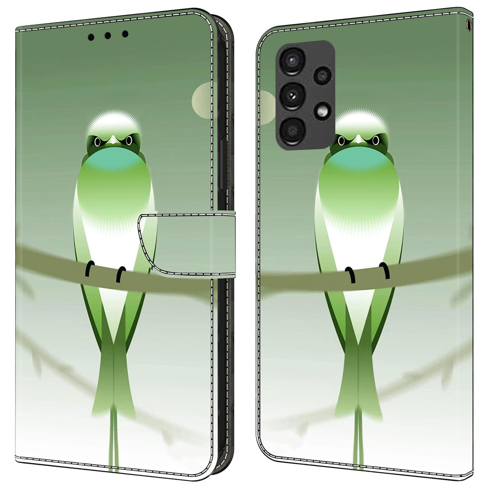 

For Samsung Galaxy A13 5G/A13 4G Wallet Case Pattern Print Leather Phone Cover Mobile Accessories Wholesale Green Bird