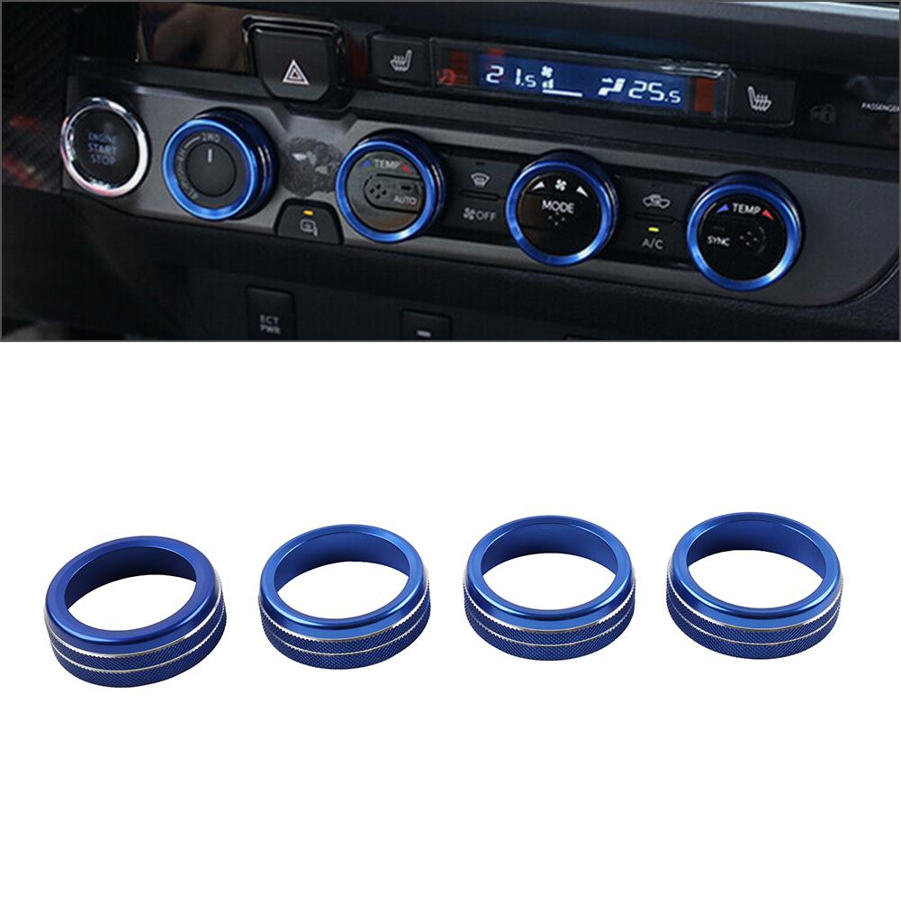 Auto Aluminum AC Climate Control Ring Knob Trim 4Pcs/Set For Toyota Tacoma 2016 2017 2018