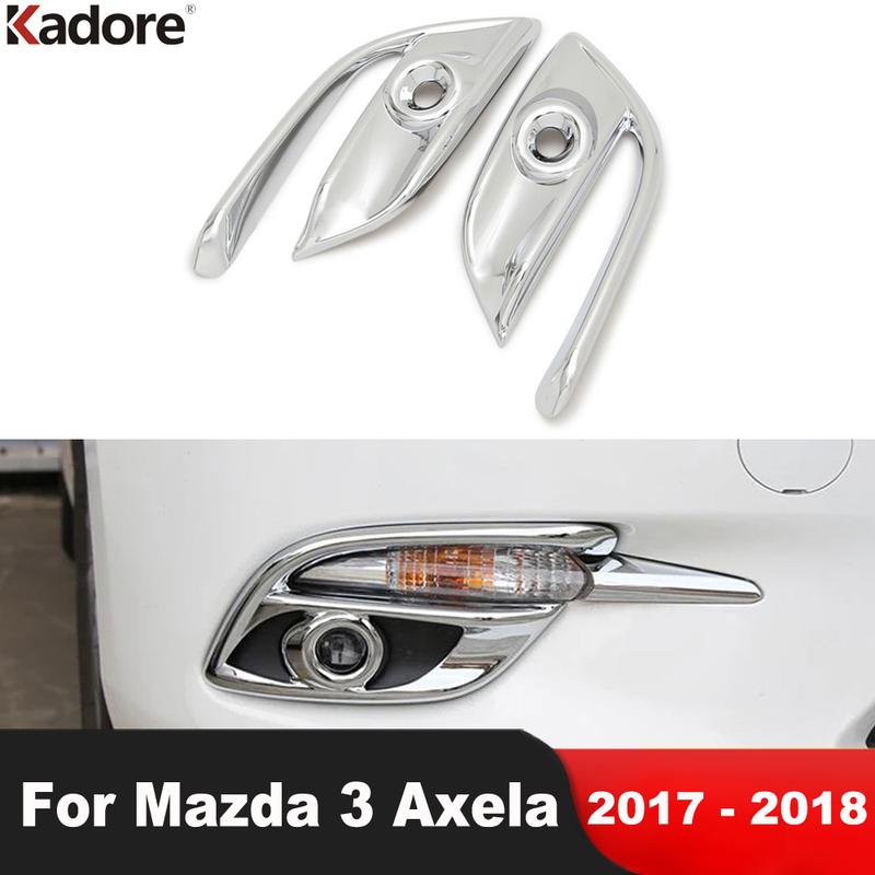 

Front Fog Light Lamp Cover Trim For Mazda 3 Axela 2017 2018 Chrome Car Head Foglight Foglamp Bezel Frame Trims Accessories