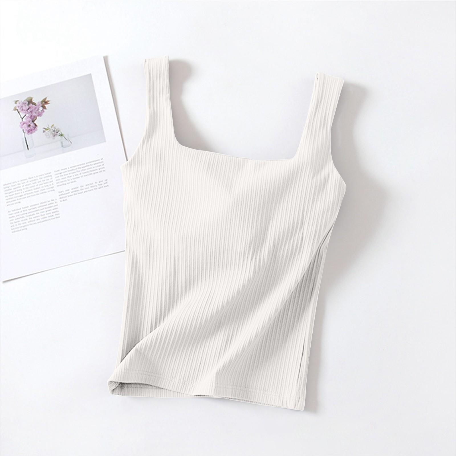 

Women s Camisole Tank Top Women s Summer One-piece Non-Steel Ring With Chest Pad Top M білий