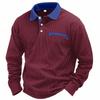 Men's Casual Loose Colorblock Lapel Button Long Sleeve Top