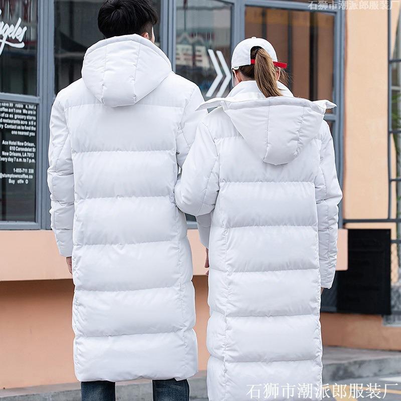 Winter New Thickened Medium and Long Hooded Couple Feather Cotton Clothes Can Be Printed OO