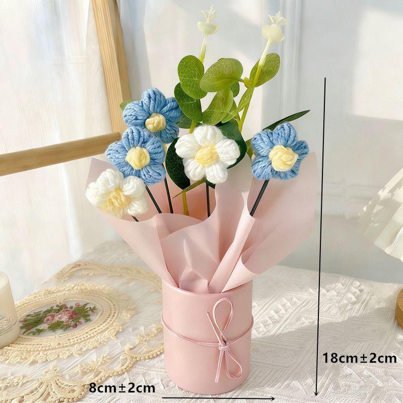 1Pcs Handmade Crocheted Bucket Bouquet Daisies Braid Mother'S Day Valentine'S Day Birthday Wedding Home Decoration