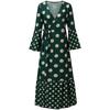 Women's Fashion V-neck Long-Sleeved Print Oversized Strappy Long Dresses